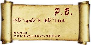 Püspök Bálint névjegykártya